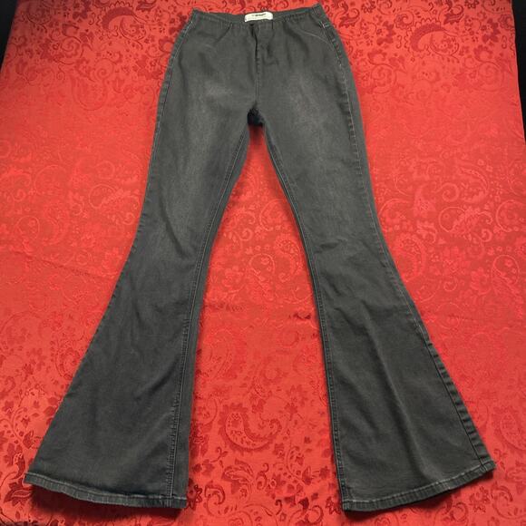 Rock & Roll Denim Jeans Womens Bargain Bell Pull On Flare Legs Black - Picture 1 of 12